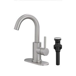 Brushed Nickel Bathroom 1 Hole Wet Bar Sink w Pop-Up Drain Stainless Faucet